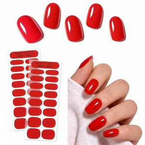 Makartt Semi Cured Gel Nail Strips Kit 2 Packs – Real Gel, HEMA & TPO Free, 16 Sizes Anti-Lift Fit, UV Light Required, Salon Quality, Long Lasting, Includes Dual-Ended Tool & Prep Kit (Crystal Clear)(Classic Red)