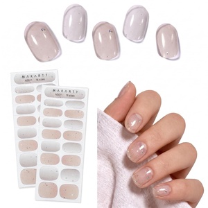 Makartt Semi Cured Gel Nail Strips Kit 2 Packs – Real Gel, HEMA & TPO Free, 16 Sizes Anti-Lift Fit, UV Light Required, Salon Quality, Long Lasting, Includes Dual-Ended Tool & Prep Kit (Crystal Clear)(Nude Sparkle Chic)