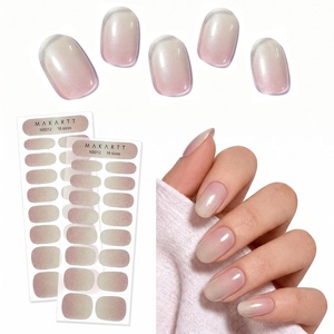 Makartt Semi Cured Gel Nail Strips Kit 2 Packs – Real Gel, HEMA & TPO Free, 16 Sizes Anti-Lift Fit, UV Light Required, Salon Quality, Long Lasting, Includes Dual-Ended Tool & Prep Kit (Crystal Clear)(Nude Chunky Glitter)
