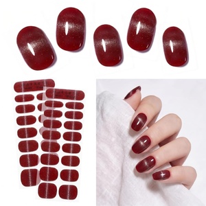 Makartt Semi Cured Gel Nail Strips Kit 2 Packs – Real Gel, HEMA & TPO Free, 16 Sizes Anti-Lift Fit, UV Light Required, Salon Quality, Long Lasting, Includes Dual-Ended Tool & Prep Kit (Crystal Clear)(Velvet Red Cat Eye)