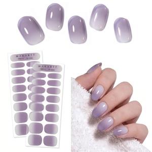 Makartt Semi Cured Gel Nail Strips Kit 2 Packs – Real Gel, HEMA & TPO Free, 16 Sizes Anti-Lift Fit, UV Light Required, Salon Quality, Long Lasting, Includes Dual-Ended Tool & Prep Kit (Crystal Clear)(Lavender Ombre)