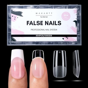 Makartt Short Square Nail Tips: 504 PCS Half Cover Pre-shaped Acrylic Nail Tips, Half Matte, 15 Sizes, False Nails – Easy-to-go Nail Extensions Manicure Supplies Salon DIY at Home(A-504 PCS-medium square)