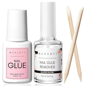Makartt Solid Nail Glue Gel: Extra Strong Gel Nail Glue for Press On Nails & Fake Tips Long-Lasting Strong Adhesion Nails Glue for Acrylic Nails Clear 3D Gels for Nail Art Home Salon UV Light Cured(Nail Glue & Remover Kit (7ML + 10ML))