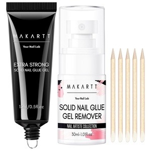 Makartt Solid Nail Glue Gel: Super Strong Nail Glue for Press On & Acrylic Nails, 3D Gel Nails Art Design, Long Lasting Clear Adhesive 15ML, UV Lamp Cured, Ideal for Home Salon DIY Use(Solid Nail Glue & Remover)