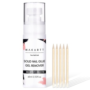 Makartt Solid Nail Glue Gel for Press on Nails: Strong Gel Nail Glue for Fake Nails, Long Lasting Clear Hard 3D Sculpting Gels for DIY Home and Salon Use 15ML UV Light Cured(Solid Nail Glue Remover 60ML)