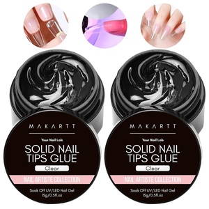 Makartt Solid Nail Glue Gel for Press on Nails: Strong Gel Nail Glue for Fake Nails, Long Lasting Clear Hard 3D Sculpting Gels for DIY Home and Salon Use 15ML UV Light Cured(D-Clear 2pcs)
