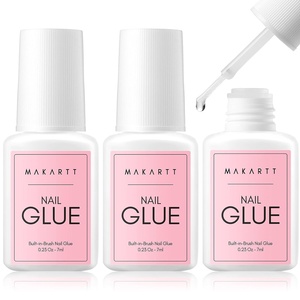Makartt Super Strong Nail Glue for Press ons: Acrylic Nail Tips-Fake Nails-Salon Quality, No UV Needed, Brush On, Quick Dry, Easy Application Durable & Long-Lasting Fast Glue False Nails, Hema Free(0.23 Fl Oz (Pack of 3))