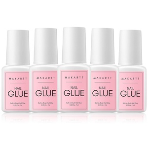 Makartt Super Strong Nail Glue for Press ons: Acrylic Nail Tips-Fake Nails-Salon Quality, No UV Needed, Brush On, Quick Dry, Easy Application Durable & Long-Lasting Fast Glue False Nails, Hema Free(0.23 Fl Oz (Pack of 5))