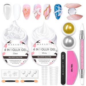 Makartt White 3d Gel Nail Art: 4-in-1 3d Nail Gel Sculpting Gels White Non-sticky for Extension, Shaping, 15ML Solid Builder Nail Gel for Nail Strengthen & Sculpture Gels for Nails Salon Home(Clear & White Kit)