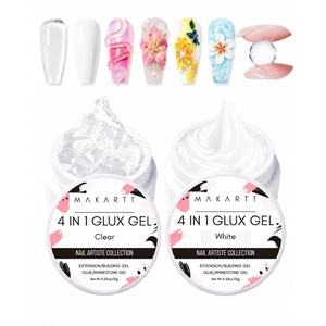 Makartt White 3d Gel Nail Art: 4-in-1 3d Nail Gel Sculpting Gels White Non-sticky for Extension, Shaping, 15ML Solid Builder Nail Gel for Nail Strengthen & Sculpture Gels for Nails Salon Home(Clear & White)