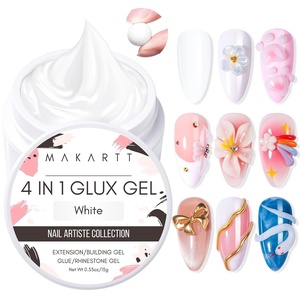 Makartt White 3d Gel Nail Art: 4-in-1 3d Nail Gel Sculpting Gels White Non-sticky for Extension, Shaping, 15ML Solid Builder Nail Gel for Nail Strengthen & Sculpture Gels for Nails Salon Home(White)