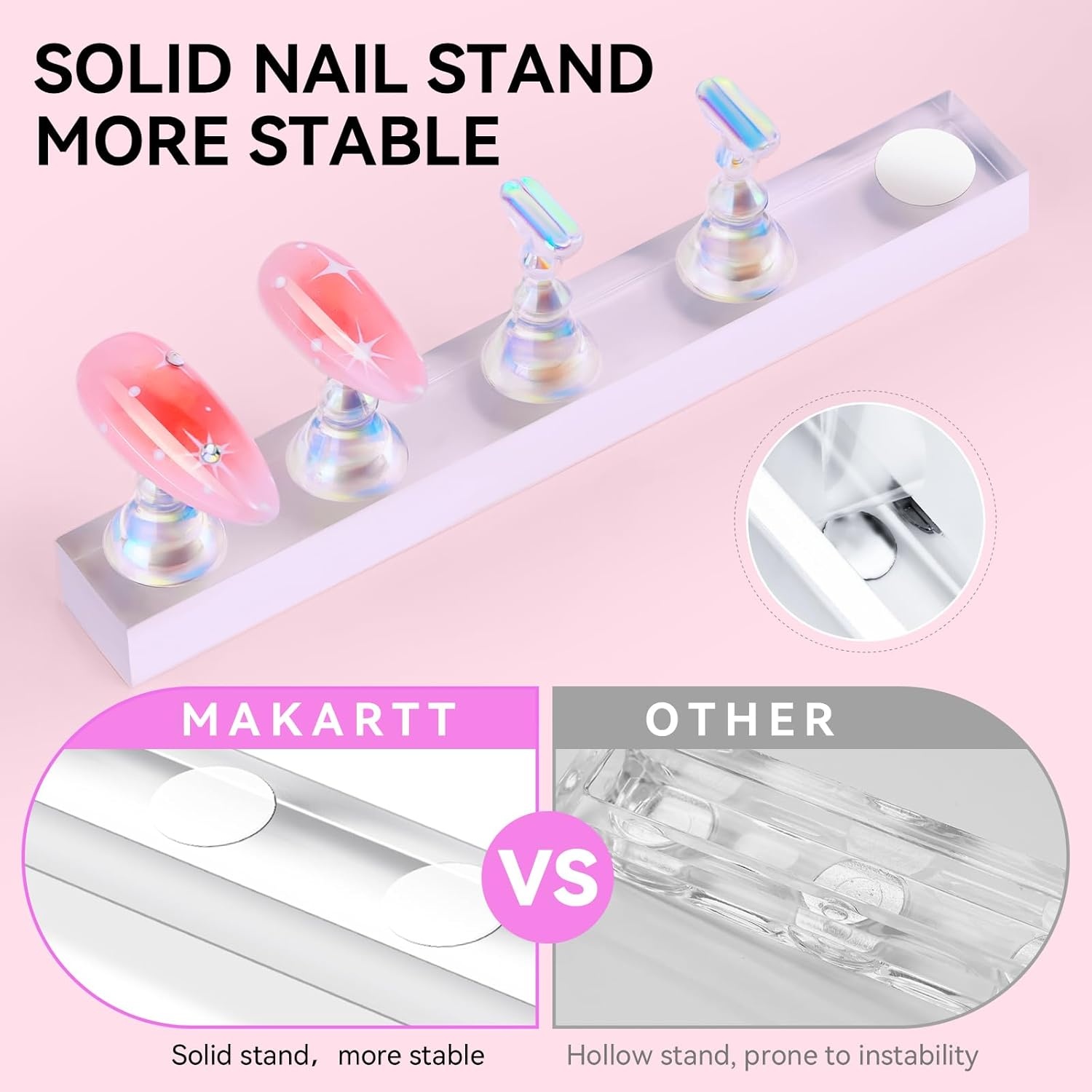 image:imageMakartt Press on Nail Stand for Nail Art Practice and Display 10PCS Strong Magnetic Tip Holders with 2 Clear Bar Bases 1 Cloud Nail Holder amp 200 Adhesive Tabs for Beginners Nail TechAurora ClearPink
