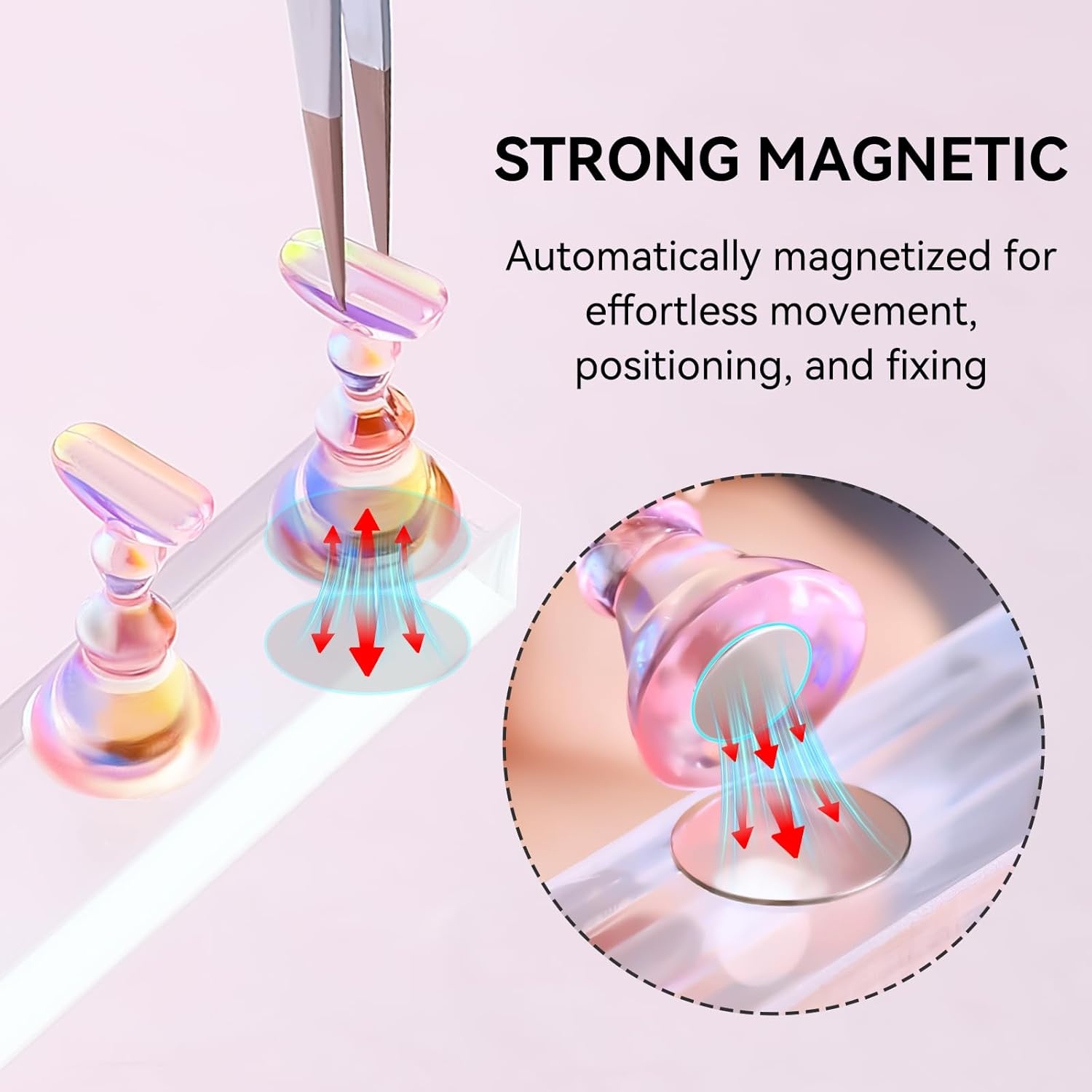 image:imageMakartt Press on Nail Stand for Nail Art Practice and Display 10PCS Strong Magnetic Tip Holders with 2 Clear Bar Bases 1 Cloud Nail Holder amp 200 Adhesive Tabs for Beginners Nail TechAurora ClearPink