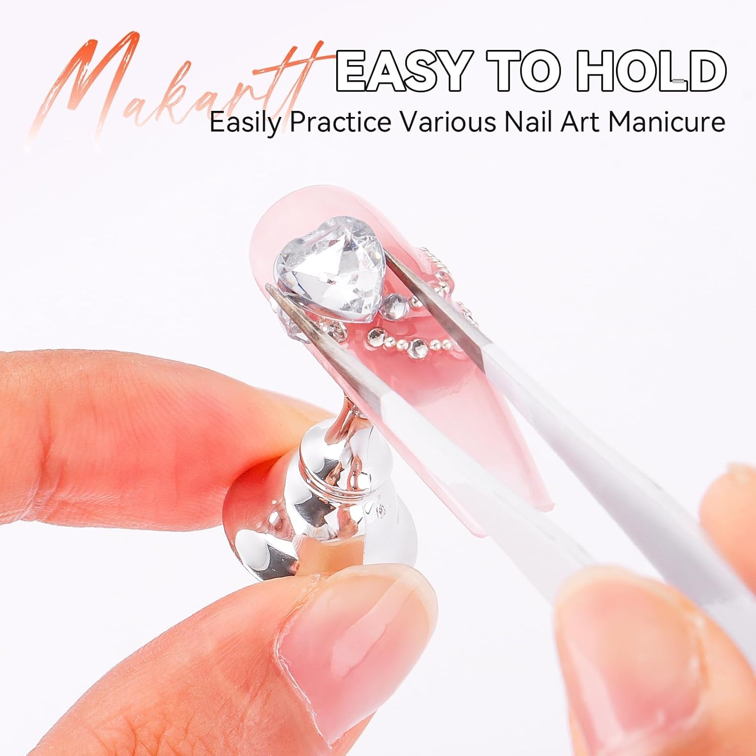 image:imageMakartt Press on Nail Stand for Nail Art Practice and Display 10PCS Strong Magnetic Tip Holders with 2 Clear Bar Bases 1 Cloud Nail Holder amp 200 Adhesive Tabs for Beginners Nail TechSilver