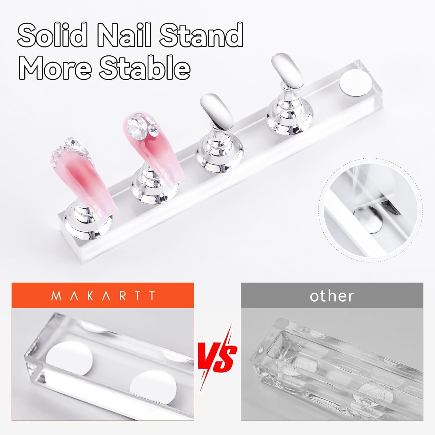 image:imageMakartt Press on Nail Stand for Nail Art Practice and Display 10PCS Strong Magnetic Tip Holders with 2 Clear Bar Bases 1 Cloud Nail Holder amp 200 Adhesive Tabs for Beginners Nail TechSilver