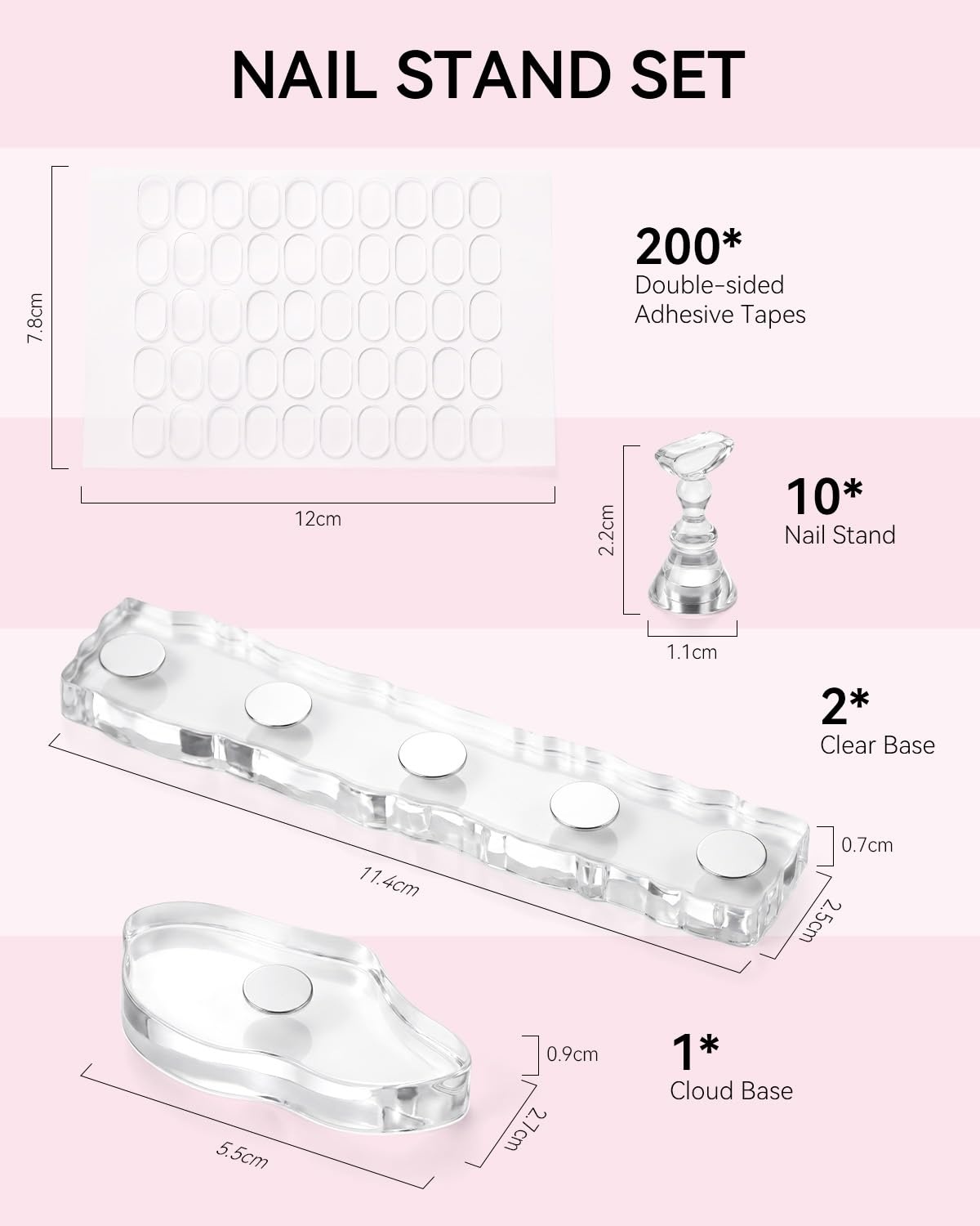 image:imageMakartt Press on Nail Stand for Nail Art Practice and Display 10PCS Strong Magnetic Tip Holders with 2 Clear Bar Bases 1 Cloud Nail Holder amp 200 Adhesive Tabs for Beginners Nail TechPedestal