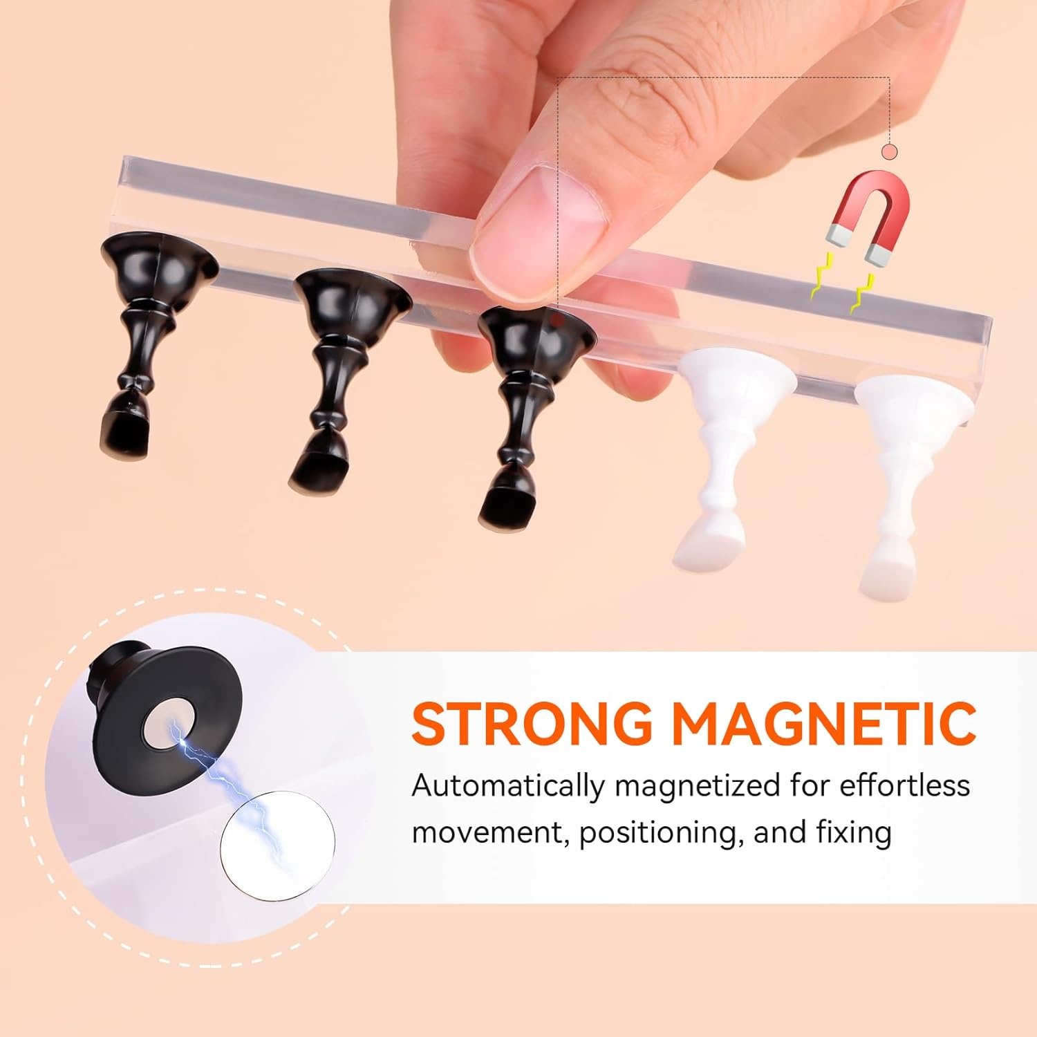 image:imageMakartt Press on Nail Stand for Nail Art Practice and Display 10PCS Strong Magnetic Tip Holders with 2 Clear Bar Bases 1 Cloud Nail Holder amp 200 Adhesive Tabs for Beginners Nail TechWhiteBlack