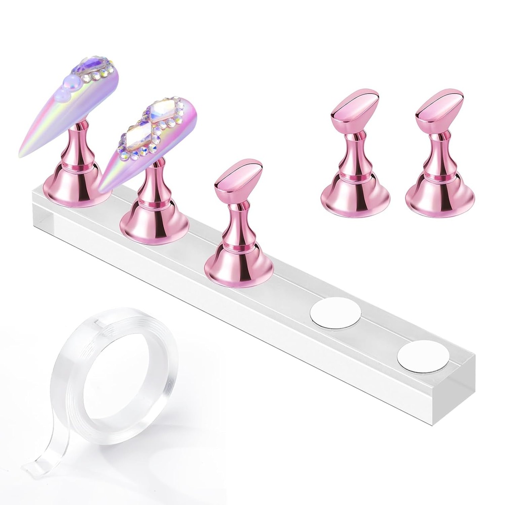 image:imageMakartt Press on Nail Stand for Nail Art Practice and Display  10PCS Strong Magnetic Tip Holders with 2 Clear Bar Bases 1 Cloud Nail Holder amp 200 Adhesive Tabs for Beginners Nail TechPink5pcs