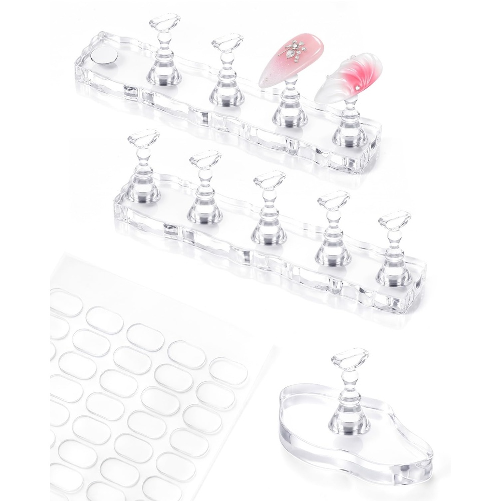 image:imageMakartt Press on Nail Stand for Nail Art Practice and Display 10PCS Strong Magnetic Tip Holders with 2 Clear Bar Bases 1 Cloud Nail Holder amp 200 Adhesive Tabs for Beginners Nail TechPedestal