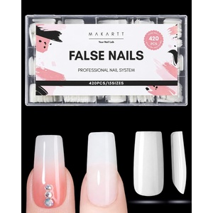 Makartt Off White Short Round Nail Tips, 420 Pcs 15 Sizes Press On Nails, Pre-Colored Full Cover PMMA Fake Nails For Short Extension, Base Color for Nail Art Design, Salon Manicure And Home DIY Nails(Medium Square White Nails)