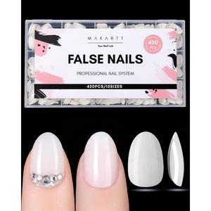 Makartt Off White Short Round Nail Tips, 420 Pcs 15 Sizes Press On Nails, Pre-Colored Full Cover PMMA Fake Nails For Short Extension, Base Color for Nail Art Design, Salon Manicure And Home DIY Nails(Short Round White Nails)