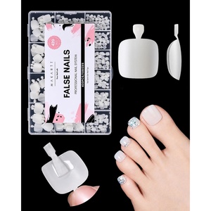 Makartt Off White Short Round Nail Tips, 420 Pcs 15 Sizes Press On Nails, Pre-Colored Full Cover PMMA Fake Nails For Short Extension, Base Color for Nail Art Design, Salon Manicure And Home DIY Nails(Short White Toenails)