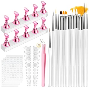 Makartt Press on Nail Stand for Nail Art Practice and Display | 10PCS Strong Magnetic Tip Holders with 2 Clear Bar Bases, 1 Cloud Nail Holder & 200 Adhesive Tabs for Beginners, Nail Tech(purely white)