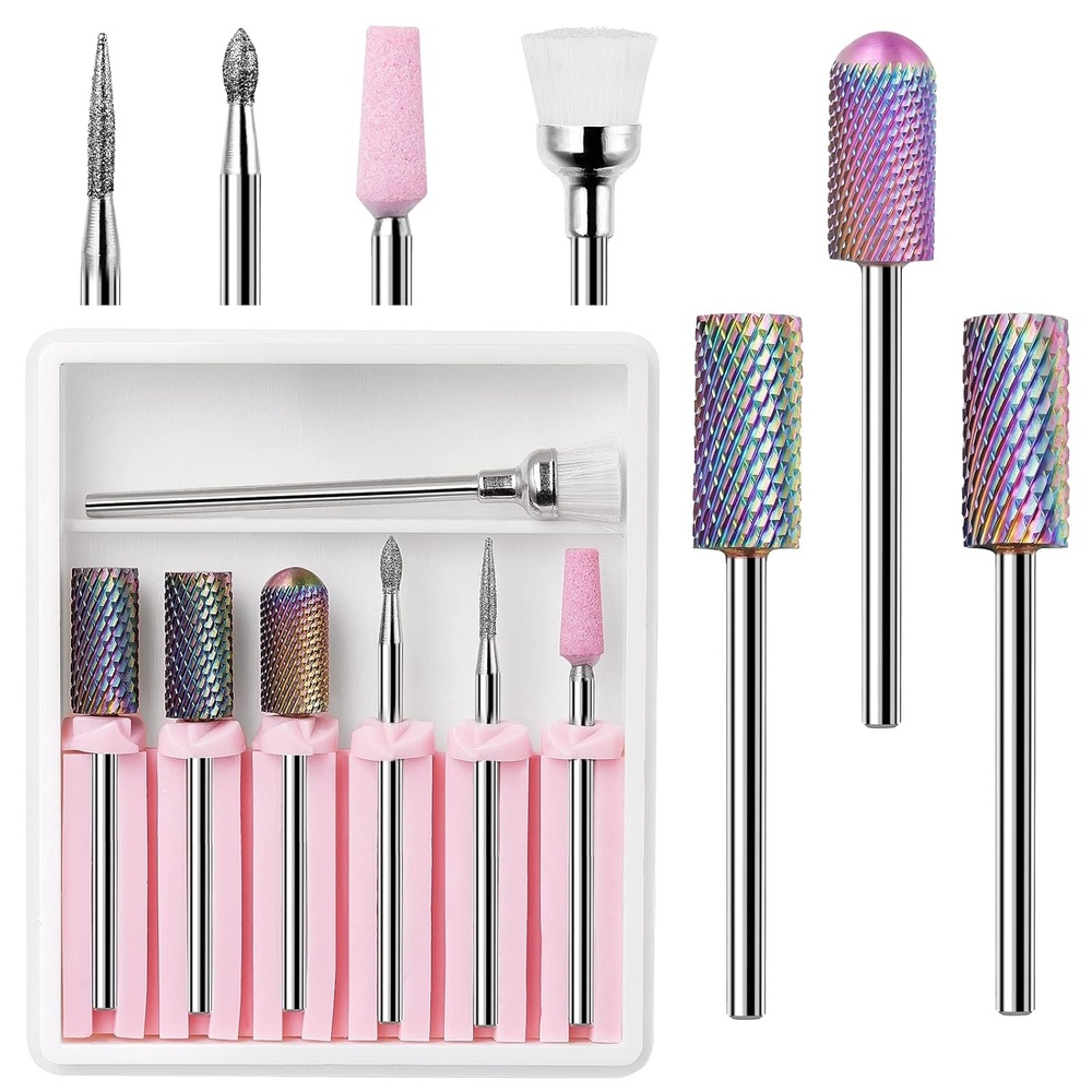 image:imageMakartt 7Pcs Nail Drill Bits 332 Inch Dimond Sanding Bit Sets for Nail Drill EFileNail Drill Bit Sets Ceramic Acrylic Gel Bit KitManicure Pedicure Remover Tools Salon Home DIY Use
