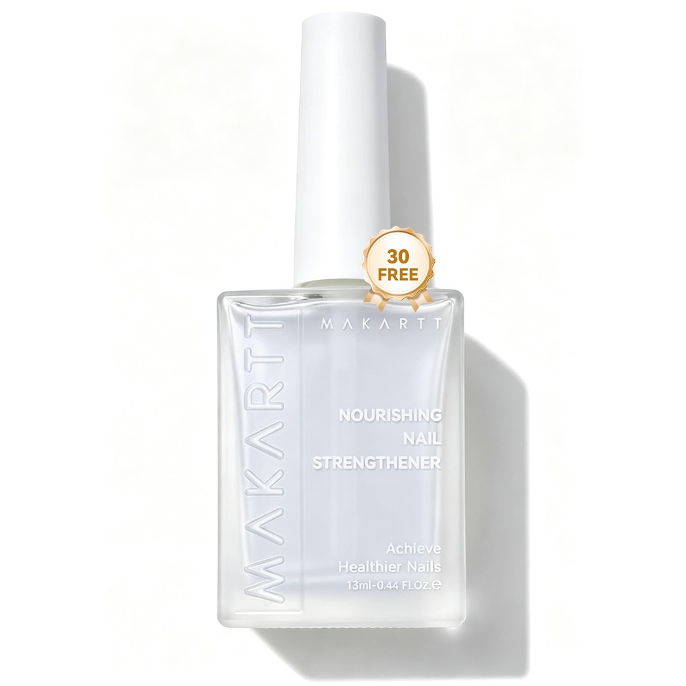 image:imageMakartt Nourishing Nail Strengthener for Damaged Nails WaterBased Keratin Nail Repair Treatment Ridge Filler 30Free Air Dry for Gel Break Peeling Soft Thin Natural Nails Milky White 13mlClear