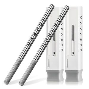 Makartt Cuticle Nail Drill Bit – 2 Pcs Safety Tungsten Carbide Cuticle Remover Drill Bit Needle Bit Nail Cleaner Dead Skin Nail Prepare 3/32” for Electric Nail File Nail Buffer Bit-3XF (Silver,Fine)(2 Pcs Nail Buffer Bit-3XF)