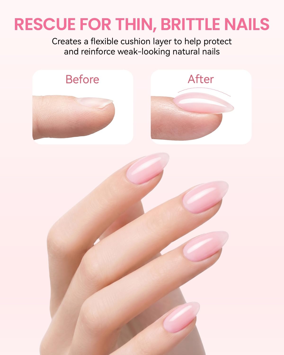 image:imageMakartt HemaFree Rubber Base Top Coat Set TpoFree 6in1 Rubber Gel Polish Nude No Wipe Top Coat for Thin Nails Repair Strengthener Building LongLasting Soak Off UV Salon Home Manicure 15MLPink
