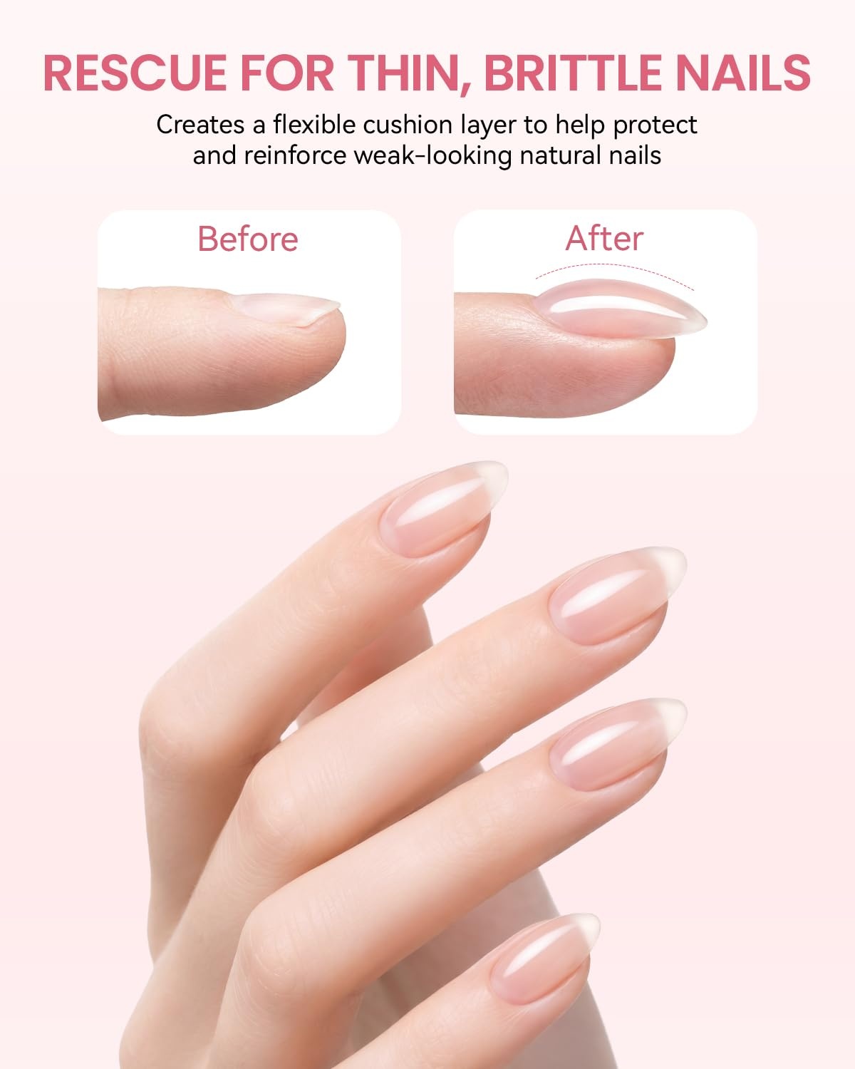 image:imageMakartt HemaFree Rubber Base Top Coat Set TpoFree 6in1 Rubber Gel Polish Nude No Wipe Top Coat for Thin Nails Repair Strengthener Building LongLasting Soak Off UV Salon Home Manicure 15MLClear