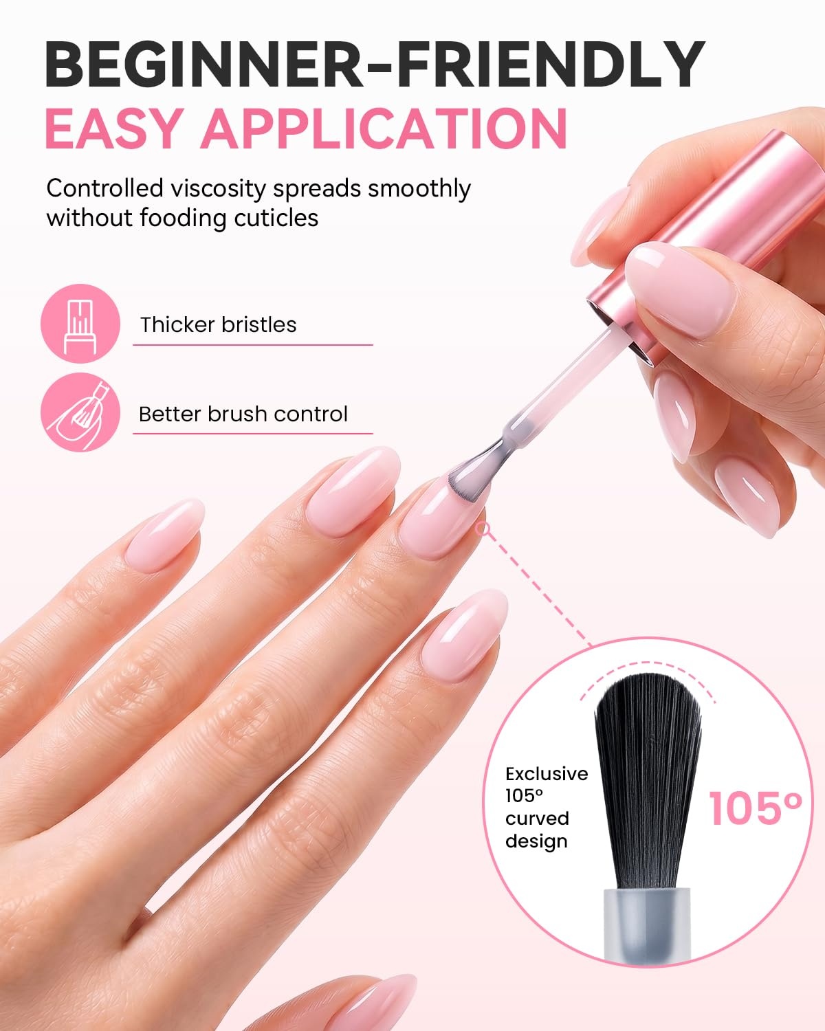 image:imageMakartt HemaFree Rubber Base Top Coat Set TpoFree 6in1 Rubber Gel Polish Nude No Wipe Top Coat for Thin Nails Repair Strengthener Building LongLasting Soak Off UV Salon Home Manicure 15MLPink