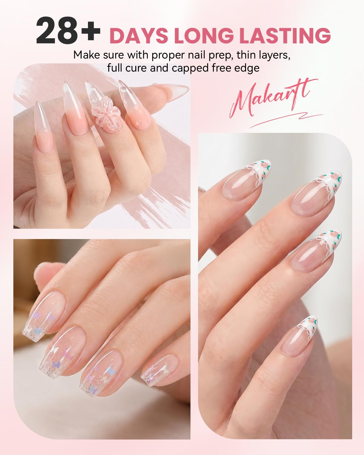 image:imageMakartt HemaFree Rubber Base Top Coat Set TpoFree 6in1 Rubber Gel Polish Nude No Wipe Top Coat for Thin Nails Repair Strengthener Building LongLasting Soak Off UV Salon Home Manicure 15MLClear