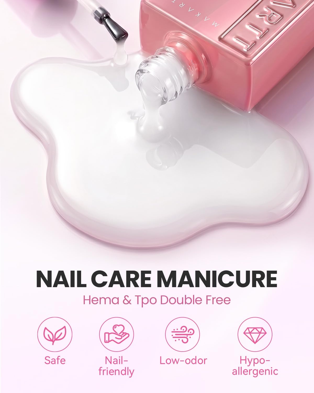 image:imageMakartt Hemafree Rubber Base Gel 6in1 Nude Builder Base Coat 15ML Multifunctional for Nail Strengthen Apex Building Enhance Reinforced Long Lasting Fiber Protect Soak Off UV Salon HomeMilky White