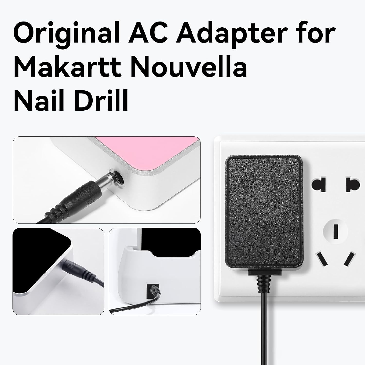 image:imageMakartt Power Adapter for Nouvella Nail Drill Original 12V 15A Charger Compatible with Nouvella Pink Black amp Purple Models Nail Drill