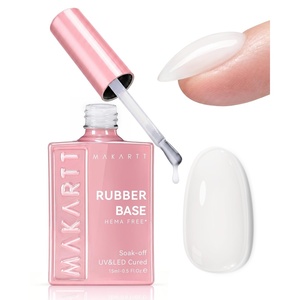 Makartt Hema-free Rubber Base Gel: 6-in-1 Nude Builder Base Coat 15ML | Multifunctional for Nail Strengthen, Apex Building, Enhance Reinforced, Long Lasting Fiber Protect, Soak Off UV Salon Home(Milky White)