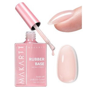 Makartt Hema-free Rubber Base Gel: 6-in-1 Nude Builder Base Coat 15ML | Multifunctional for Nail Strengthen, Apex Building, Enhance Reinforced, Long Lasting Fiber Protect, Soak Off UV Salon Home(Nude)