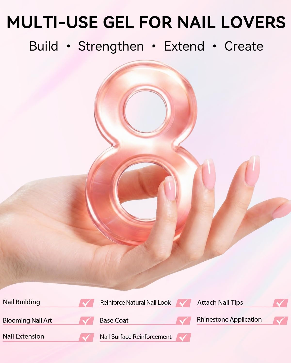 image:imageMakartt 8in1 Gel Builder HEMAFree 15ML Nude Brown UV Lamp Builder Base TPOFree Self Leveling Apex Build Rhinestones Glue Strengthener Repair Salon Home DIY Use LongLasting Low OdorLight Pink 009 HEMA Free