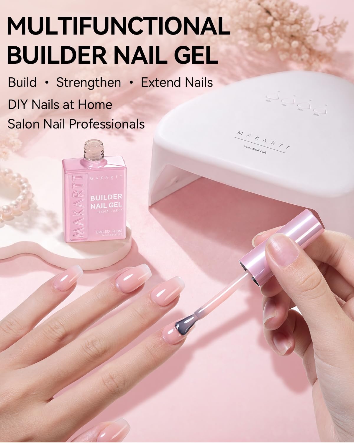 image:imageMakartt 8in1 Gel Builder HEMAFree 15ML Nude Brown UV Lamp Builder Base TPOFree Self Leveling Apex Build Rhinestones Glue Strengthener Repair Salon Home DIY Use LongLasting Low OdorNude 003 HEMAFree