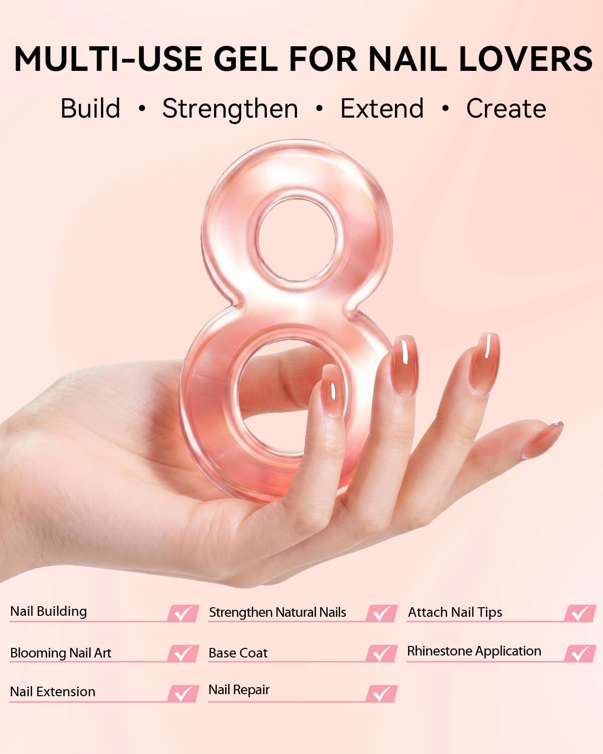 image:imageMakartt 8in1 Gel Builder HEMAFree 15ML Nude Brown UV Lamp Builder Base TPOFree Self Leveling Apex Build Rhinestones Glue Strengthener Repair Salon Home DIY Use LongLasting Low OdorNude Brown 006 HEMAFree