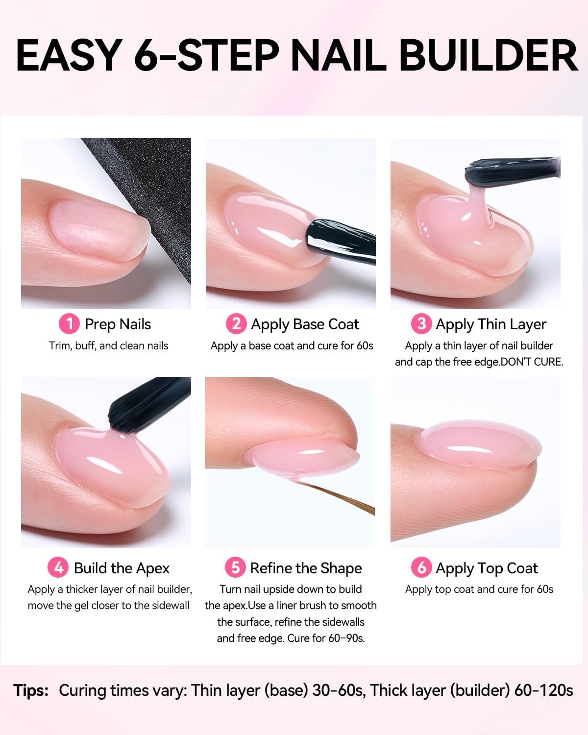 image:imageMakartt 8in1 Gel Builder HEMAFree 15ML Nude Brown UV Lamp Builder Base TPOFree Self Leveling Apex Build Rhinestones Glue Strengthener Repair Salon Home DIY Use LongLasting Low OdorLight Pink 009 HEMA Free