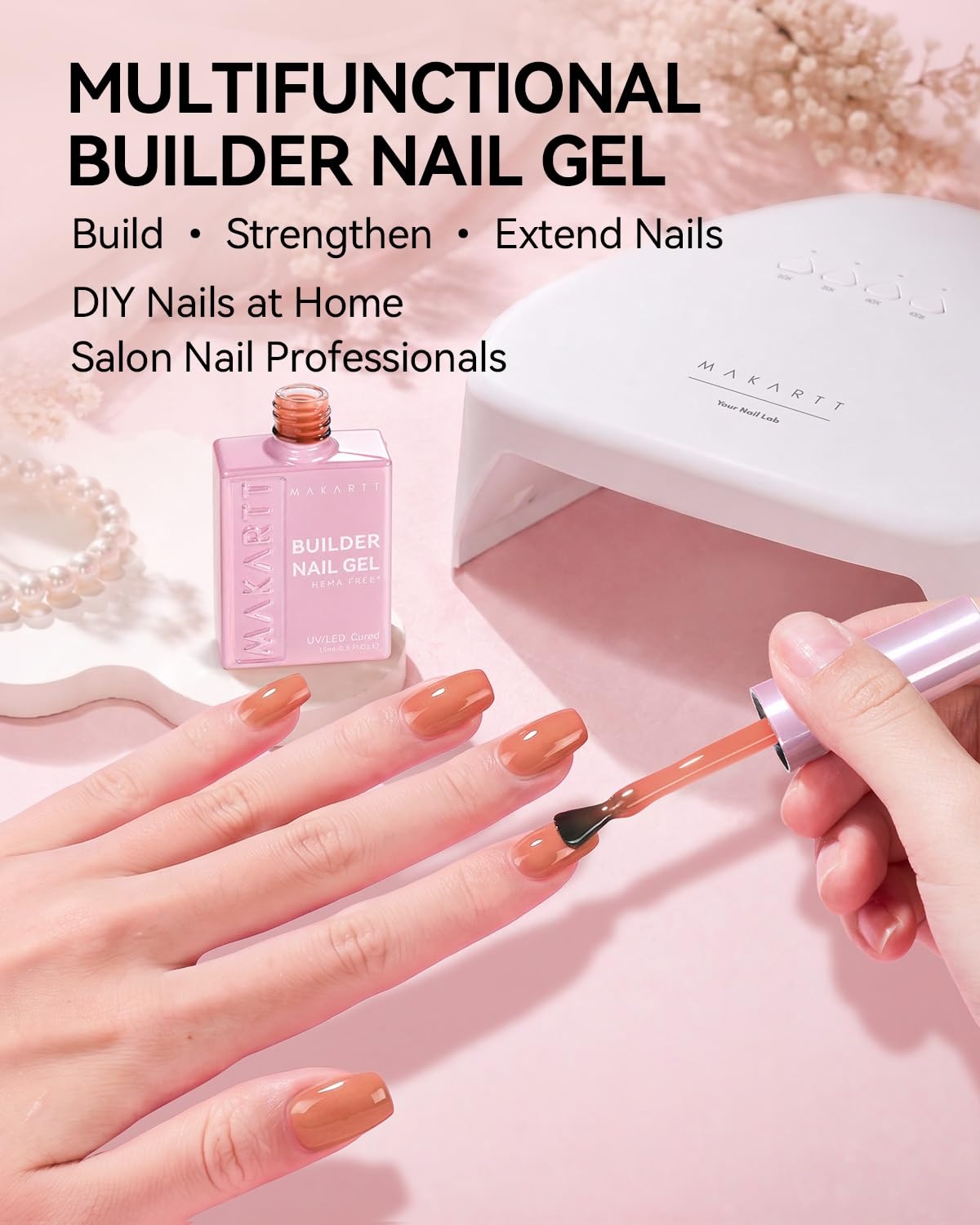 image:imageMakartt 8in1 Gel Builder HEMAFree 15ML Nude Brown UV Lamp Builder Base TPOFree Self Leveling Apex Build Rhinestones Glue Strengthener Repair Salon Home DIY Use LongLasting Low OdorNude Brown 006 HEMAFree