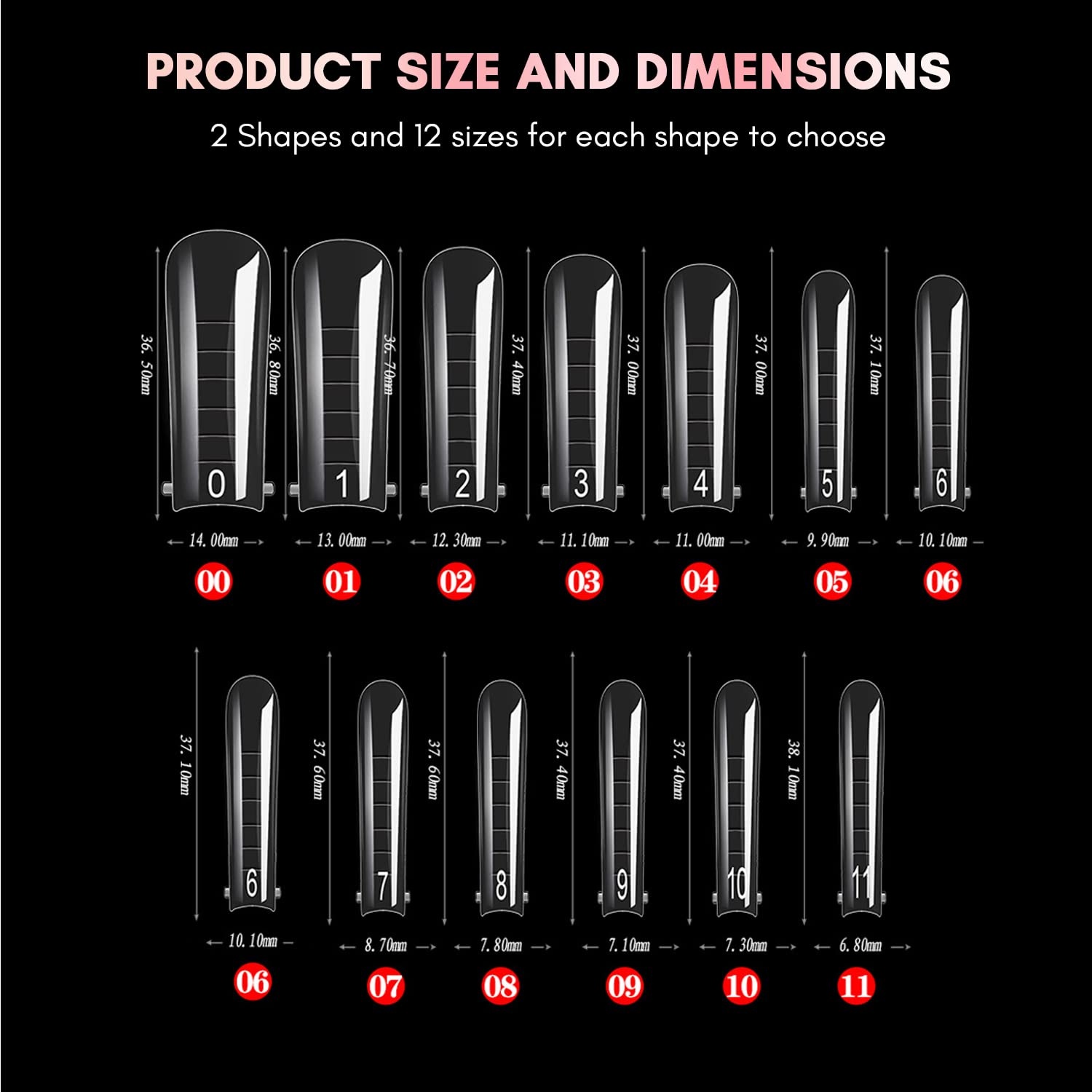 image:imageMakartt Dual Forms Clear Molds for Poly Nail Gel 72PCS Square Coffin Shape Full Cover Acrylic Tips with Scales Manicure Tools Salon Home DIY Supplies