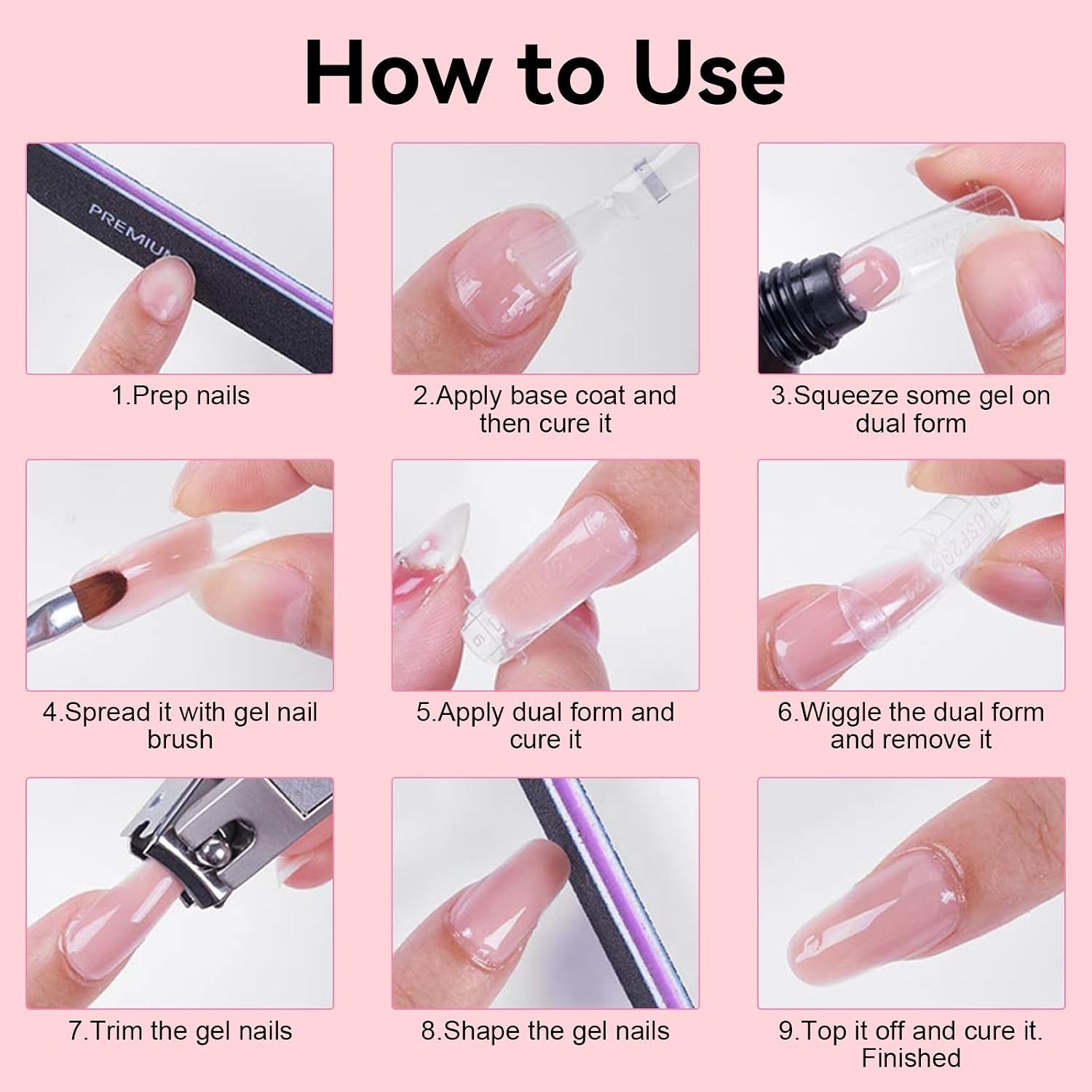 image:imageMakartt Poly Nail Gel Set 4 Colors Strong Builder for Extension Overlay Strengthener 3D Diy Multifunctional Longlasting for Nails French Manicures Home Salon Clear and 3 Pink ShadesClear Pink Colors