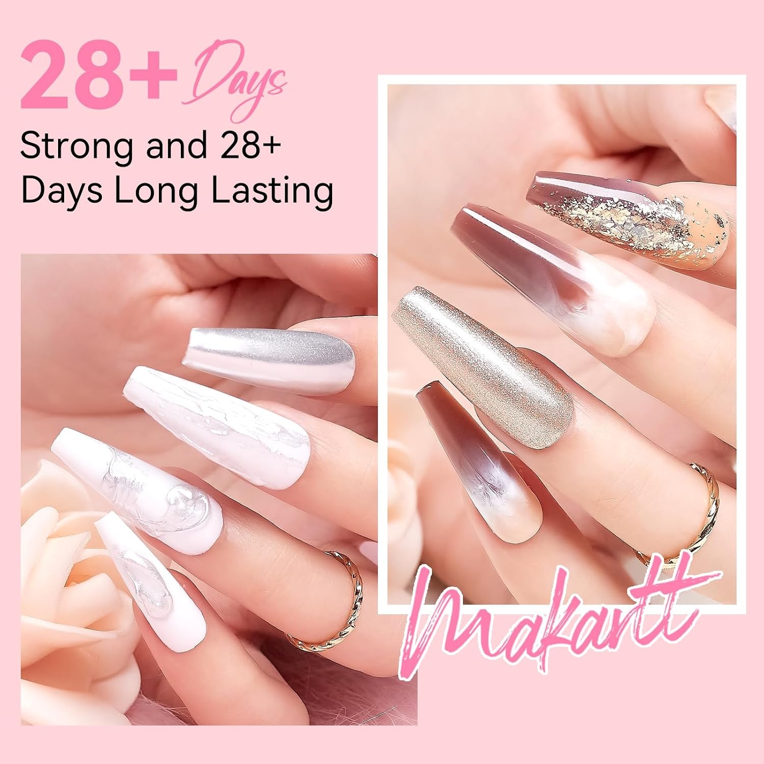 image:imageMakartt Poly Nail Gel Set 4 Colors Strong Builder for Extension Overlay Strengthener 3D Diy Multifunctional Longlasting for Nails French Manicures Home Salon Clear and 3 Pink ShadesWhite Nude Colors