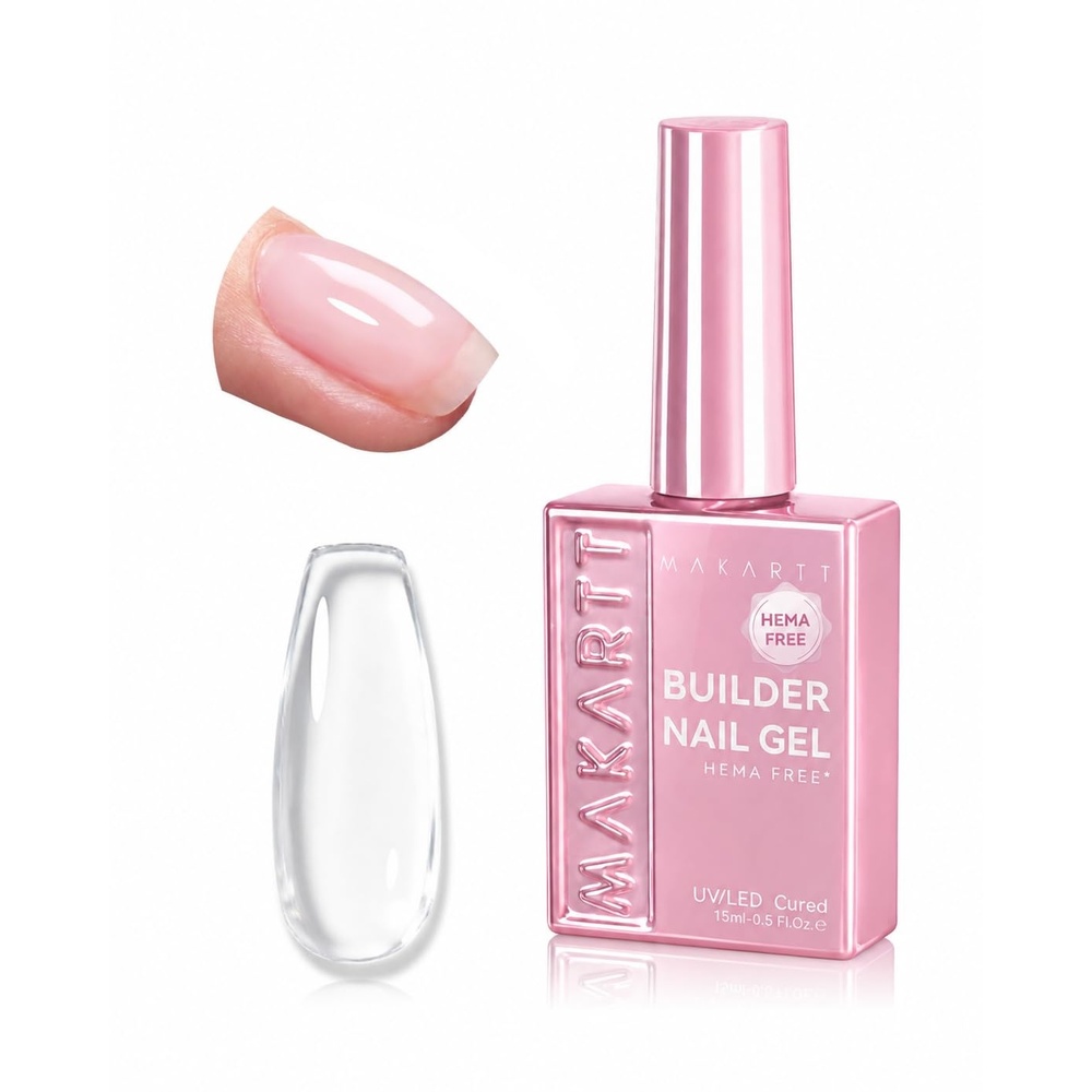 image:imageMakartt 8in1 Gel Builder HEMAFree 15ML Nude Brown UV Lamp Builder Base TPOFree Self Leveling Apex Build Rhinestones Glue Strengthener Repair Salon Home DIY Use LongLasting Low OdorClear 001 HEMAFree