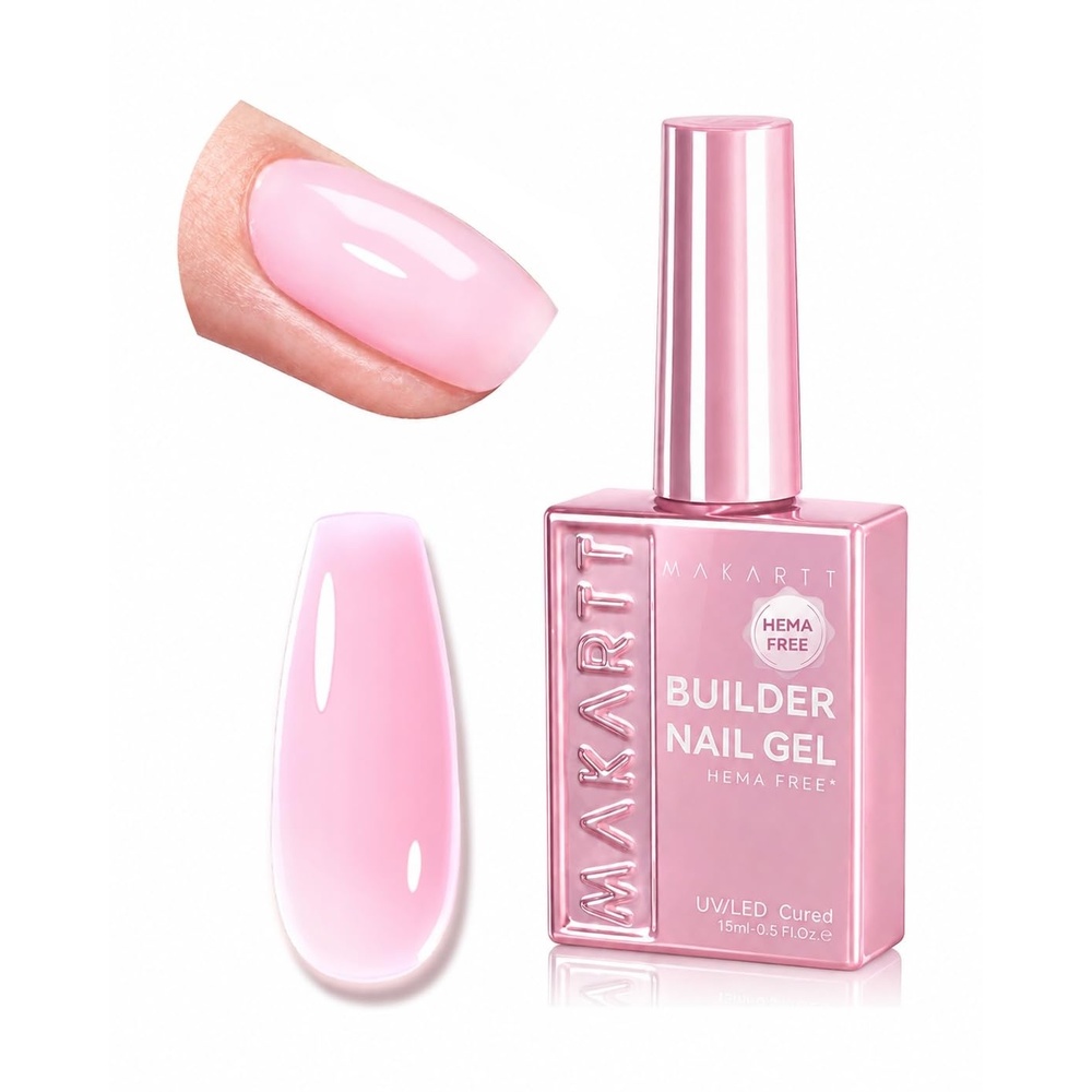 image:imageMakartt 8in1 Gel Builder HEMAFree 15ML Nude Brown UV Lamp Builder Base TPOFree Self Leveling Apex Build Rhinestones Glue Strengthener Repair Salon Home DIY Use LongLasting Low OdorLight Pink 009 HEMA Free