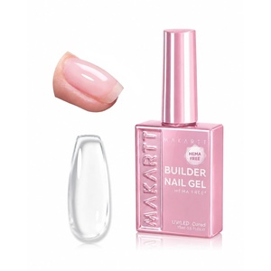 Makartt 8-in-1 Gel Builder: HEMA-Free 15ML Nude Brown UV Lamp Builder Base | TPO-Free, Self Leveling, Apex Build, Rhinestones Glue, Strengthener, Repair, Salon Home DIY Use, Long-Lasting, Low Odor(Clear 001 | HEMA-Free)