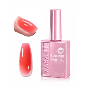 Makartt 8-in-1 Gel Builder: HEMA-Free 15ML Nude Brown UV Lamp Builder Base | TPO-Free, Self Leveling, Apex Build, Rhinestones Glue, Strengthener, Repair, Salon Home DIY Use, Long-Lasting, Low Odor(Pink 005 | HEMA-Free)